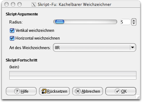 Eigenschaften für das Filter Kachelbarer Weichzeichner